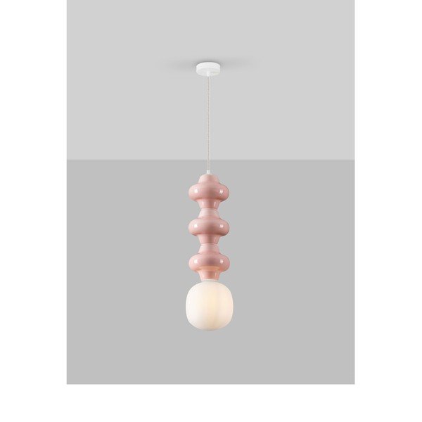 Biała/jasnoróżowa lampa wisząca ceramiczna ze szklanym kloszem ø 18 cm Clio – Nova Luce-image-3