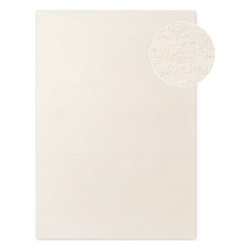 Kremowy wełniany dywan tkany ręcznie 140x200 cm Puristic Knots – Elle Decoration