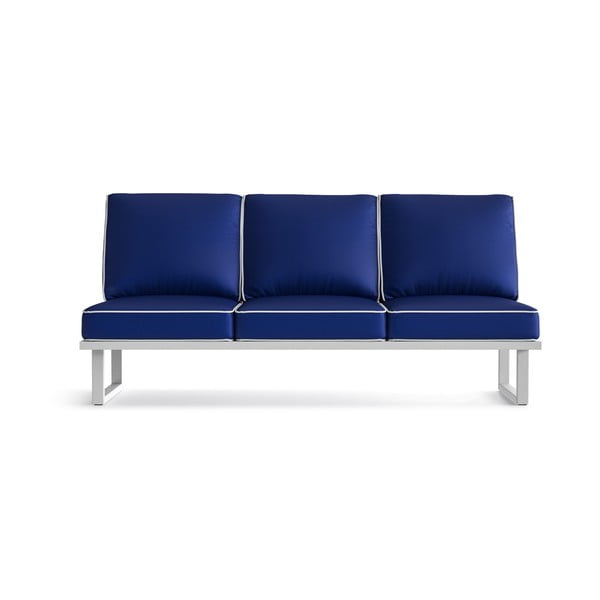 Niebieska 3-osobowa sofa ogrodowa z białą lamówką Marie Claire Home Angie