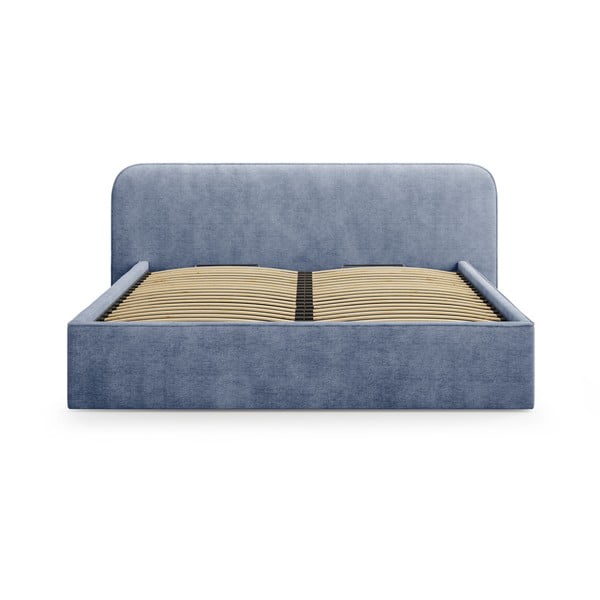 Ciemnoniebieskie tapicerowane łóżko dwuosobowe ze schowkiem i stelażem 160x200 cm Elizabeth – Micadoni -image-4