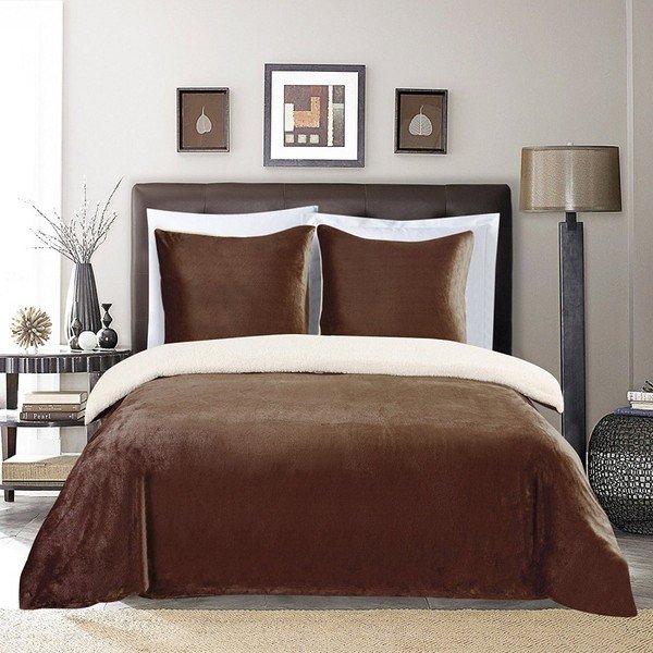 Brązowa pościel dwuosobowa z mikrowłókna 200x200 cm Teddy – AmeliaHome-image-1