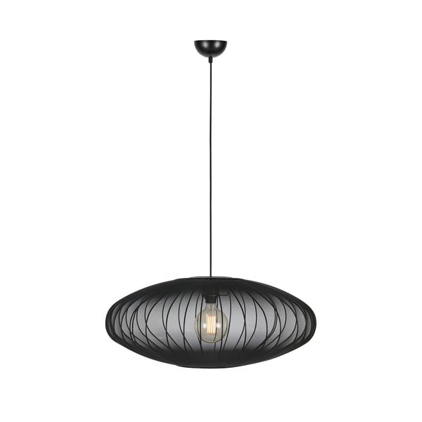 Czarna lampa wisząca z tekstylnym kloszem ø 75 cm Florence – Markslöjd