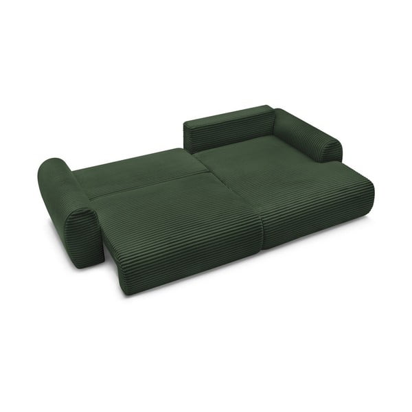 Ciemnozielony sztruksowy rozkładany narożnik (prawostronny) Lucien – Bobochic Paris-image-4