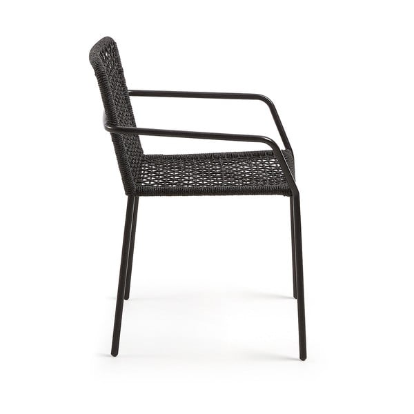 Czarny fotel ogrodowy ze stalową konstrukcją Kave Home Bomer-image-2