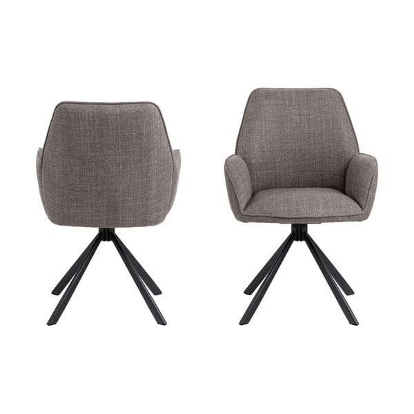 Jasnoszare tapicerowane fotele jadalniane zestaw z podłokietnikami 2 szt. Glenda – Actona-image-2