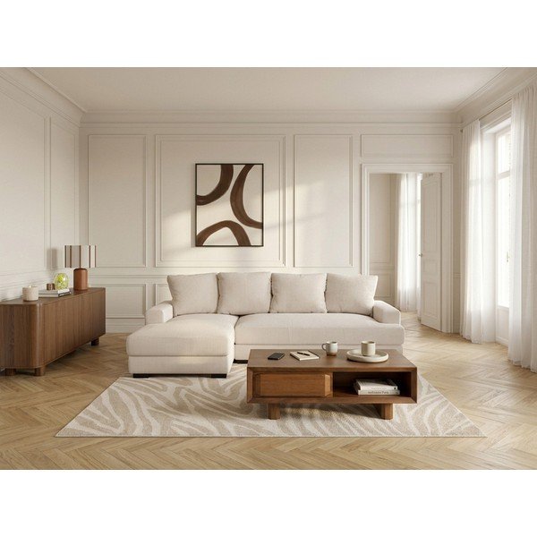 Beżowy sztruksowy rozkładany/ze schowkiem narożnik (lewostronny/z szezlongiem) Campi – Bobochic Paris-image-1