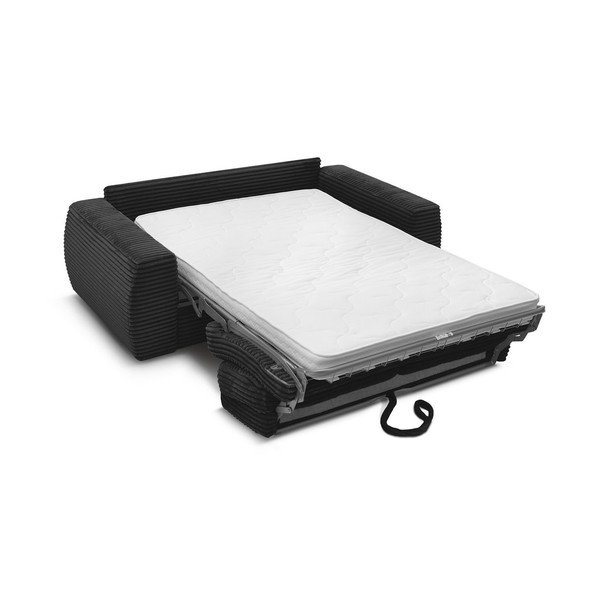 Czarna sztruksowa sofa do spania/rozkładana 240 cm Hugo – Bobochic Paris-image-3