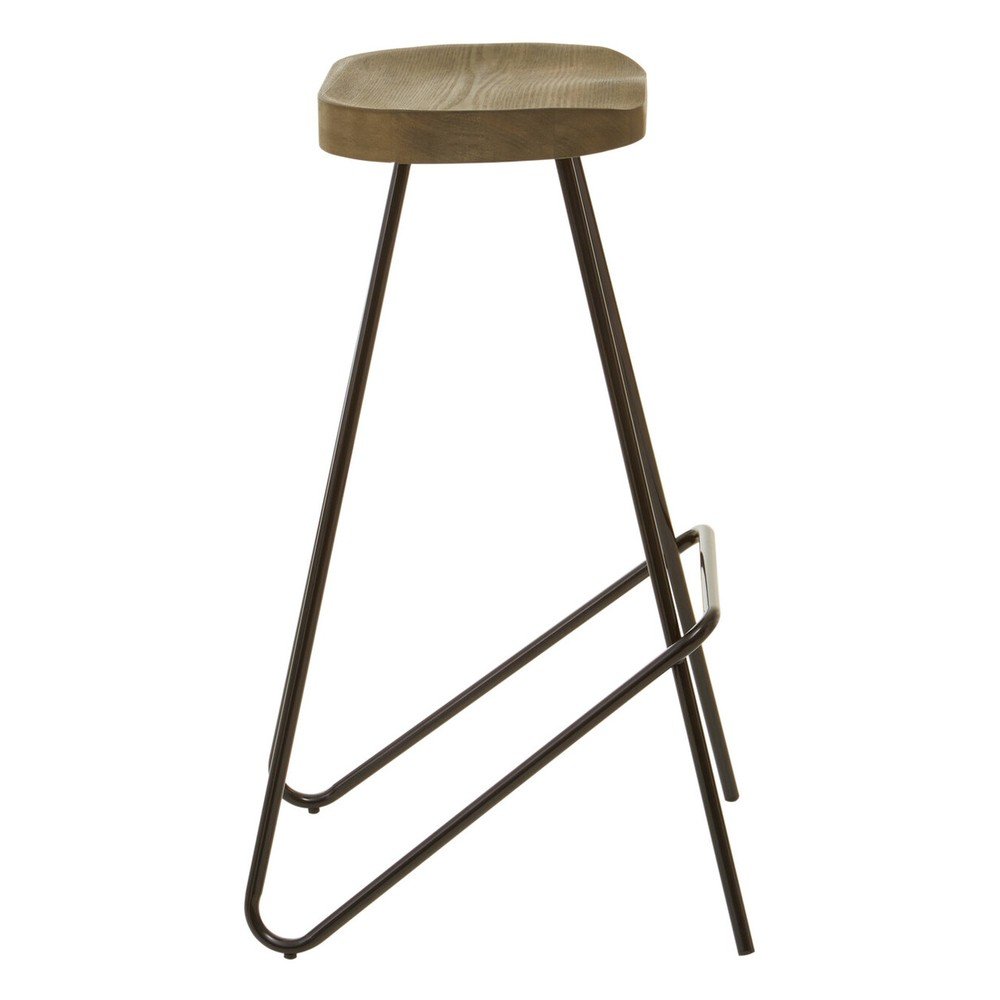 Czarny/w naturalnym kolorze hoker z litego drewna wiązu (wysokość siedziska 78 cm) District – Premier Housewares (zdjęcie 8)