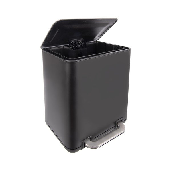 Czarny kosz na śmieci z pedałem ze stali nierdzewnej 6 l Black – Orion-image-3