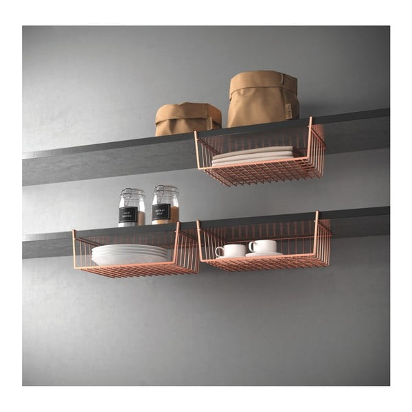 Koszyk podwieszany pod półkę w kolorze miedzi Metaltex-image-3