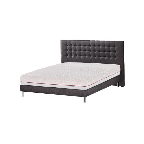 Łóżko z materacem i skórzanym zagłówkiem Novative Position, 160x200 cm