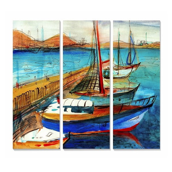 Obrazy zestaw 3 szt. 20x50 cm Sailing – Wallity