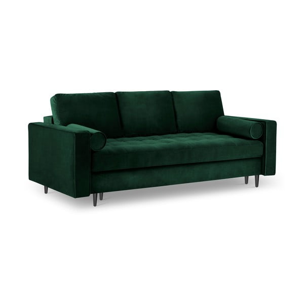Zielona aksamitna rozkładana sofa Milo Casa Santo-image-3