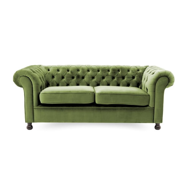 Oliwkowa sofa trzyosobowa Vivonita Chesterfield