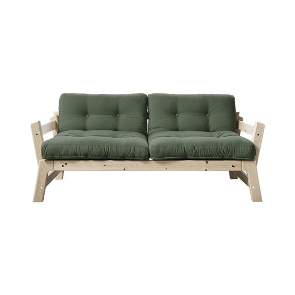 Sofa rozkładana z zielonym pokryciem Karup Design Step Natural/Olive Green