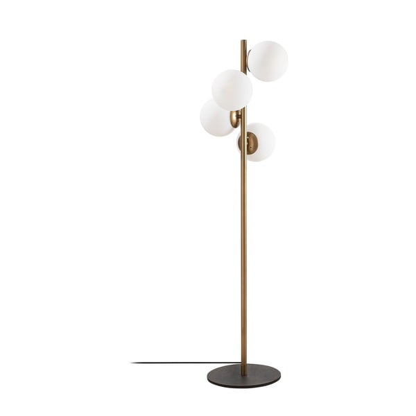 Lampa stojąca w czarno-złotym kolorze ze szklanym kloszem (wysokość 130 cm) Faze – Opviq lights