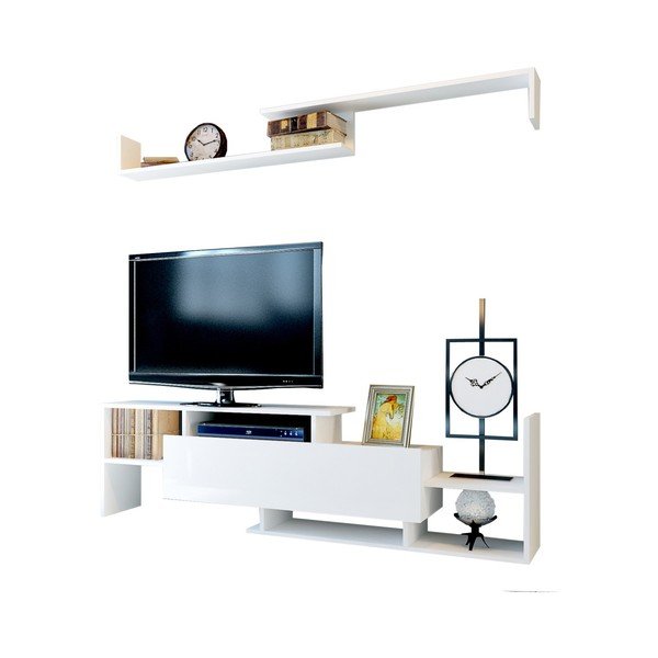 Biały zestaw pod TV 154x42 cm Dream – Kalune Design-image-2