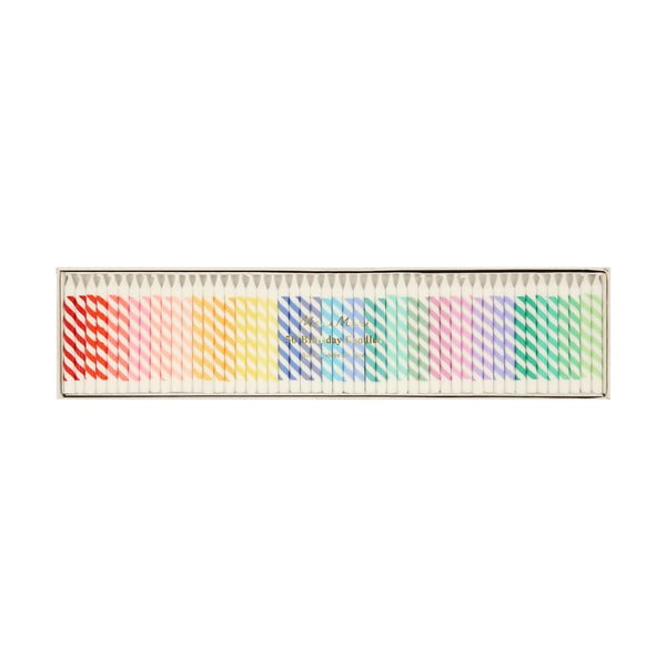 Świeczki na tort zestaw 50 szt. Rainbow Striped Mini – Meri Meri