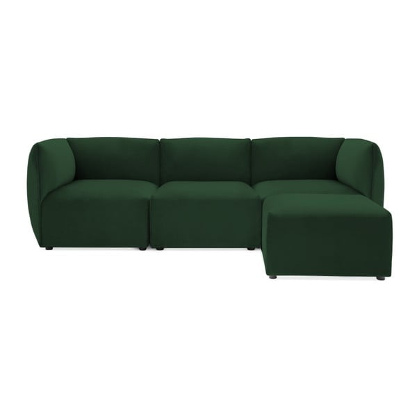 Malachitowa 3-osobowa sofa modułowa z podnóżkiem Vivonita Velvet Cube