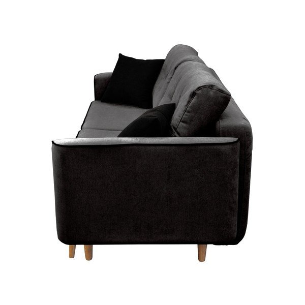 Czarna 3-osobowa sofa rozkładana z jasnymi nogami Mazzini Sofas Ivy-image-2
