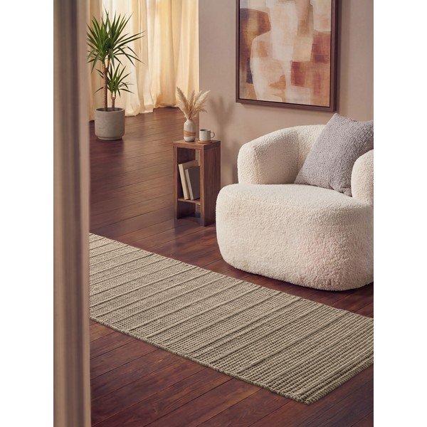 Beżowy wełniany chodnik tkany ręcznie 80x250 cm Camden Parker – Ted Baker-image-1