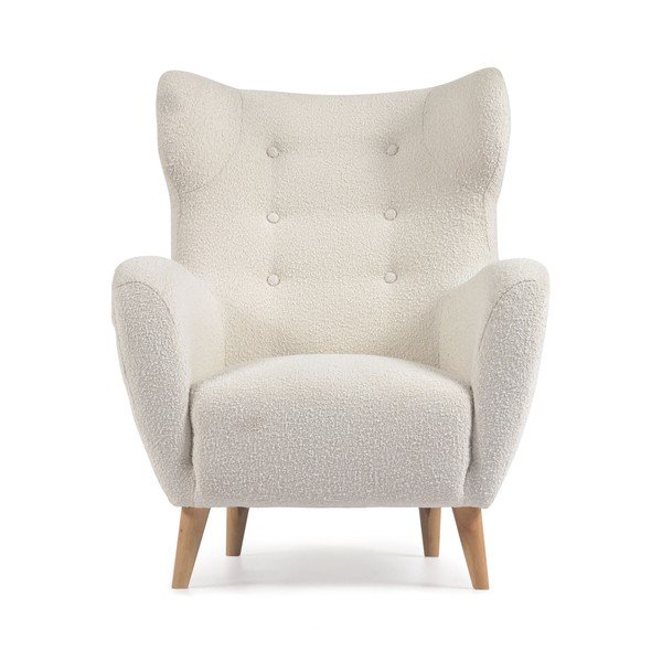 Biały fotel z materiału bouclé Patio – Kave Home-image-2