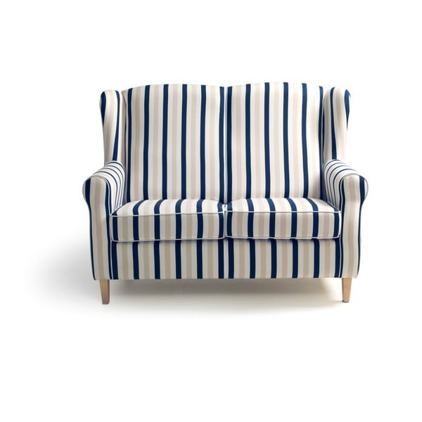 Niebiesko-biała sofa w paski Max Winzer Lorris, 139 cm