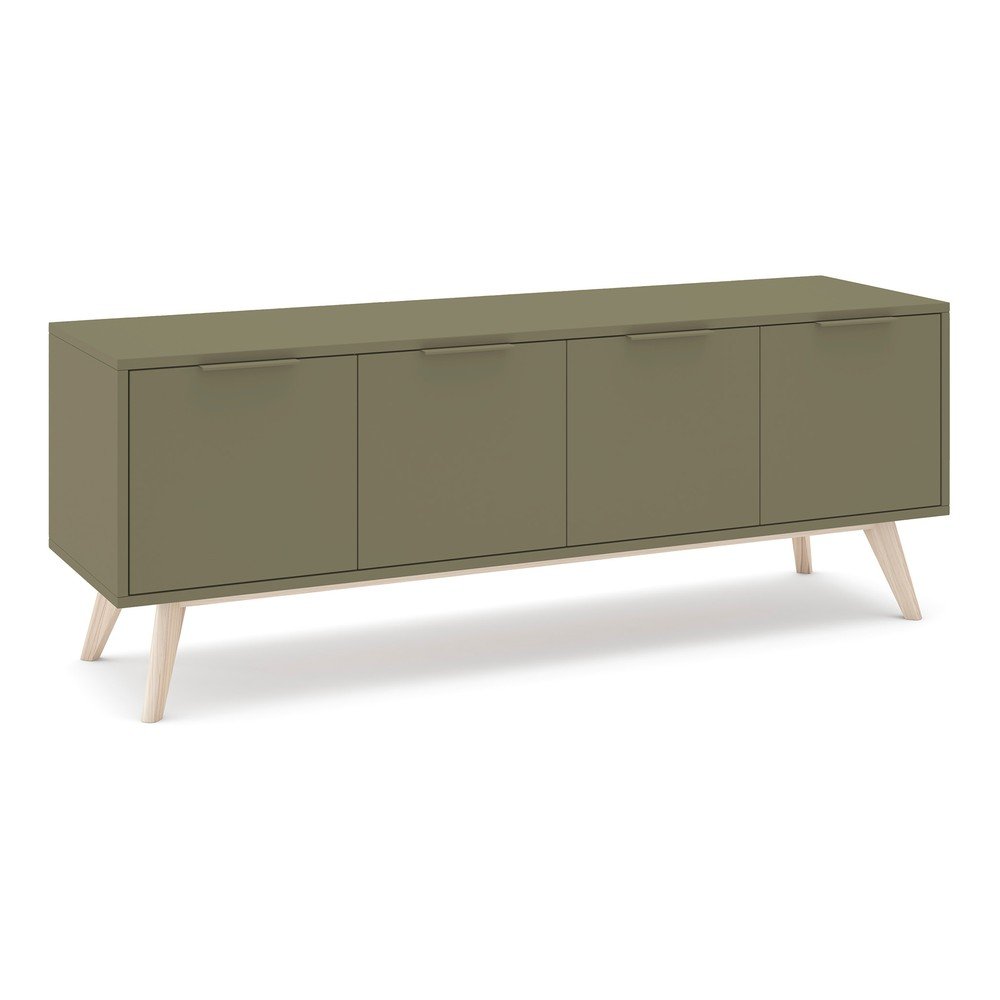 Zielona szafka pod TV z matowym wykończeniem 140x53x40 cm Campus – Marckeric