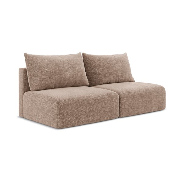 Jasnobrązowa rozkładana/ze schowkiem sofa 216 cm Kalena – Makamii-image-1