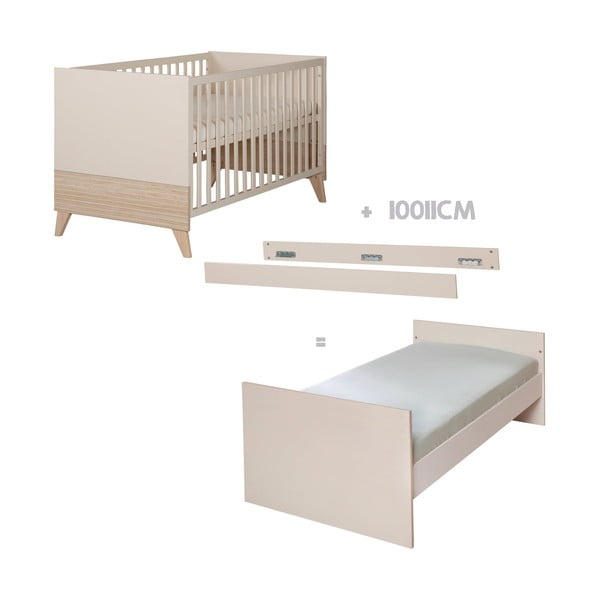 Beżowe łóżeczko z regulowaną wysokością 70x140 cm Sidney – Roba-image-3