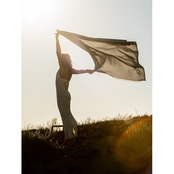 Beżowy pled z domieszką bawełny Euromant Summer Linen, 140x180 cm-image-2