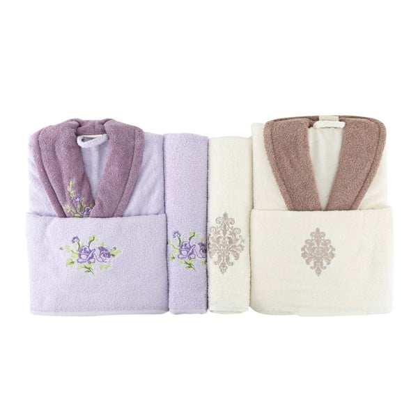 Rodzinny zestaw szlafroków i ręczników Famie Violet