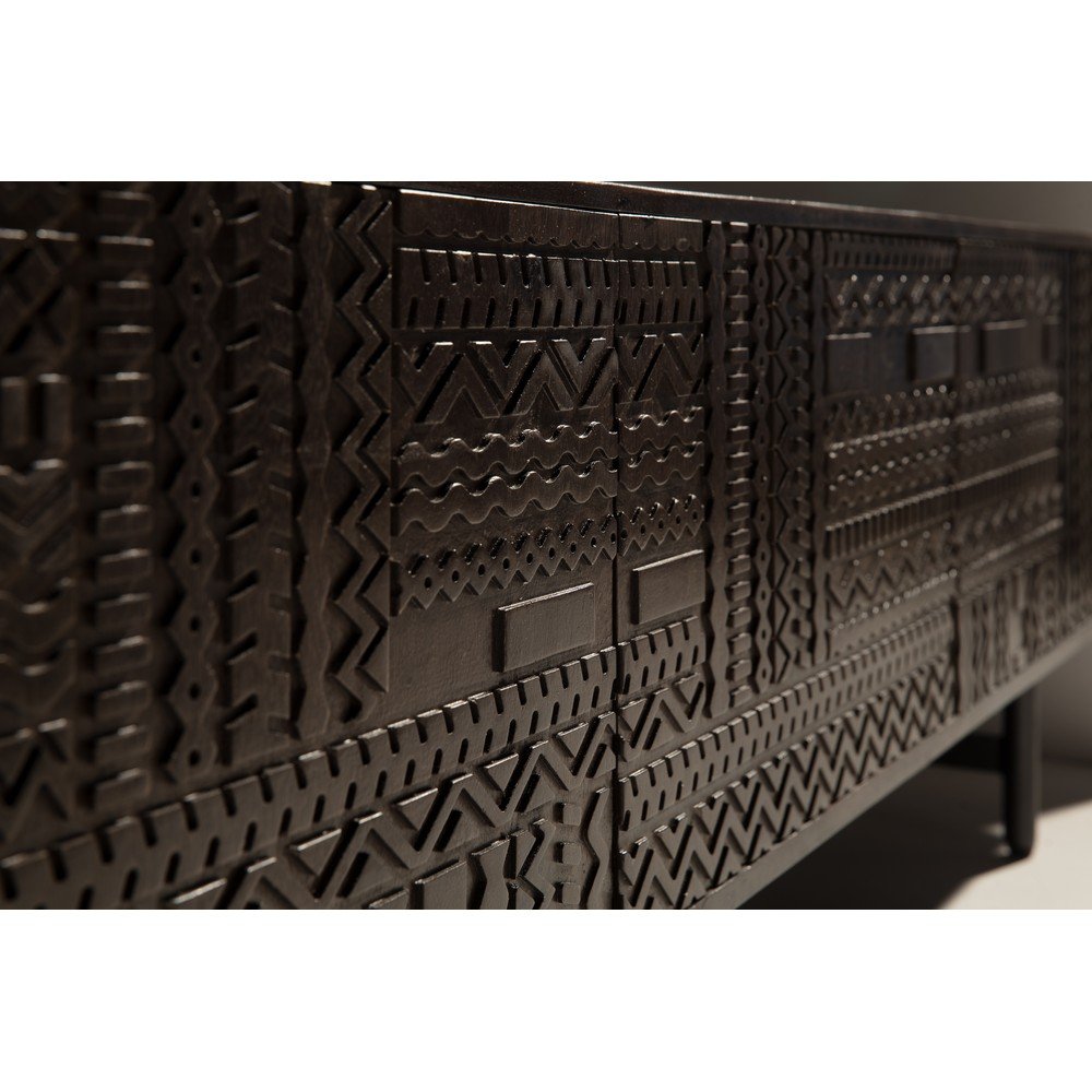 Ciemnobrązowa szafka pod TV z litego drewna mango 145x48x40 cm Kalai – MOME (zdjęcie 9)