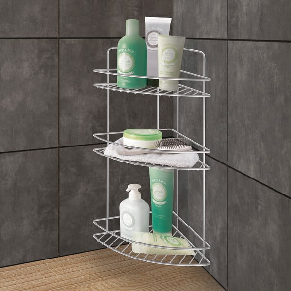 Stalowa półka łazienkowa w kolorze srebra z połyskiem Luxy – Metaltex-image-1