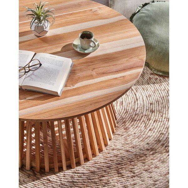 Stolik z drewna tekowego Kave Home Irune, ⌀ 80 cm-image-3
