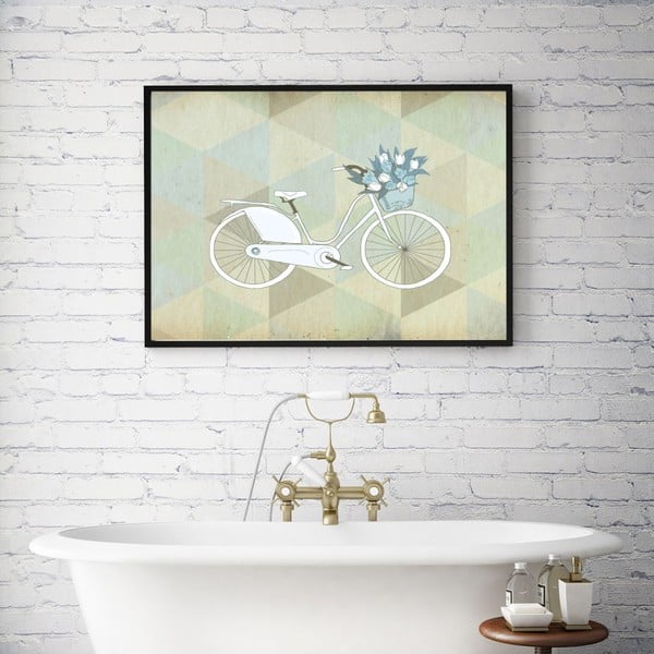 Plakat w drewnianej ramie Blue Bike, 38x28 cm-image-1