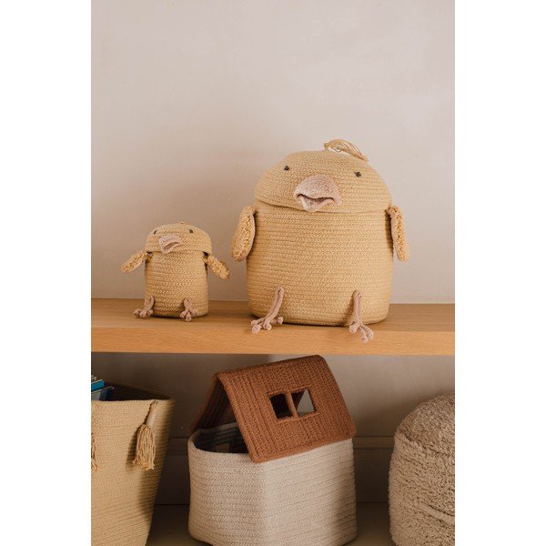 Żółty tekstylny dziecięcy kosz na zabawki ø 13x15 cm Mini Charlie the Chicken – Lorena Canals-image-1