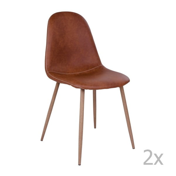 Zestaw 2 brązowych krzeseł z brązowymi nogami House Nordic Stockholm