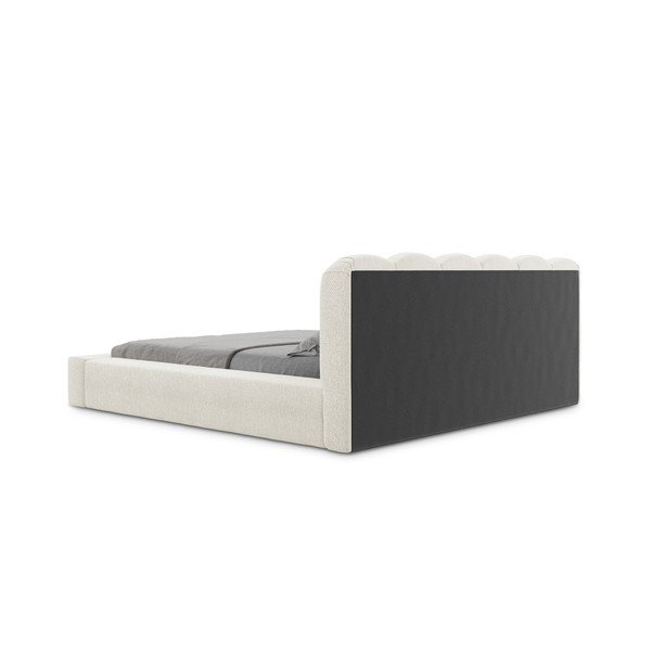 Kremowe tapicerowane łóżko dwuosobowe ze schowkiem i stelażem 180x200 cm Mano – Makamii-image-4