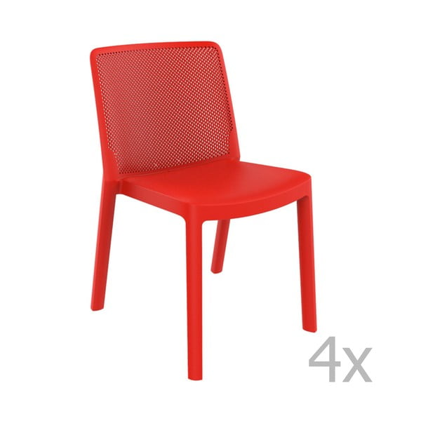 Zestaw 4 czerwonych krzeseł ogrodowych Resol Fresh Garden