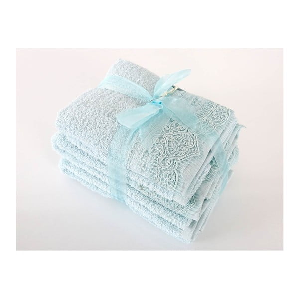 Komplet 4 niebieskich ręczników z bawełny premium Belinda