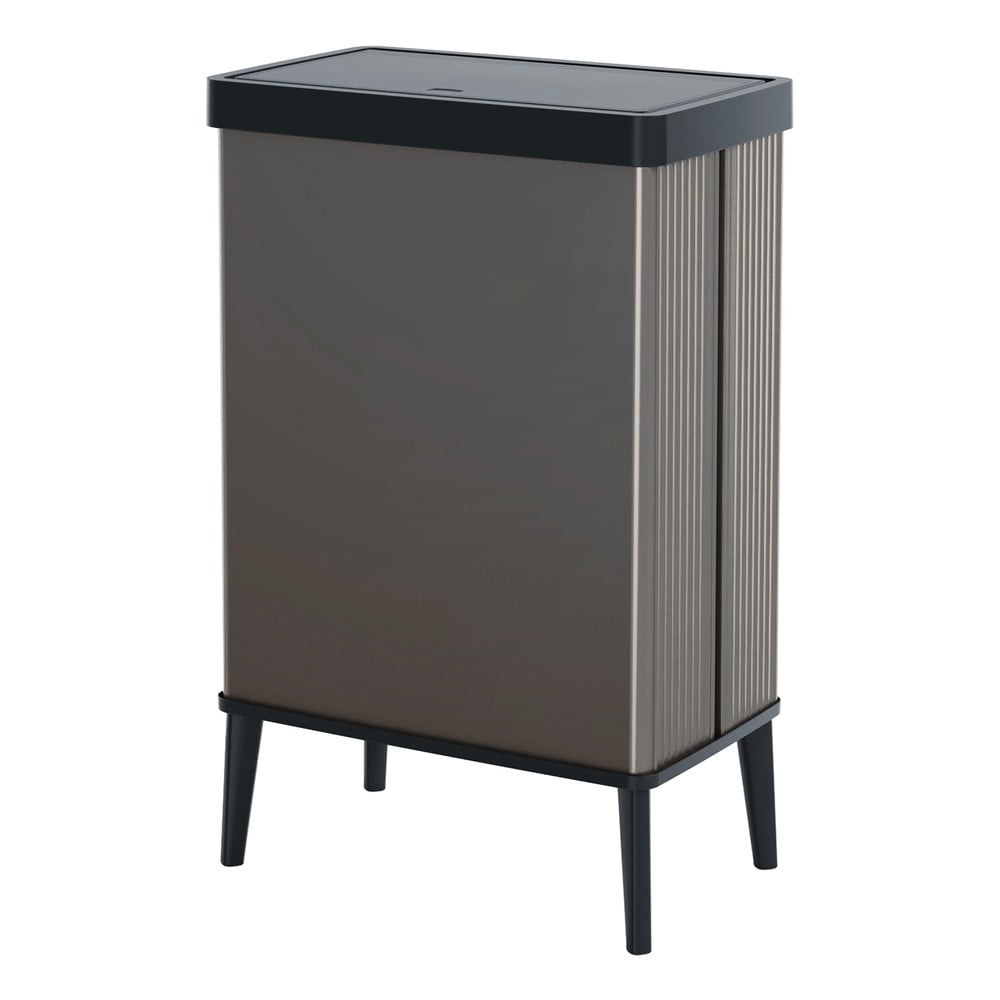 Szary kosz na śmieci otwierany na dotyk z plastiku z recyklingu 54 l Verto High – Curver