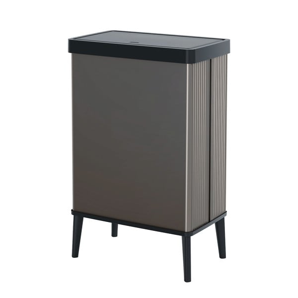 Szary kosz na śmieci otwierany na dotyk z plastiku z recyklingu 54 l Verto High – Curver
