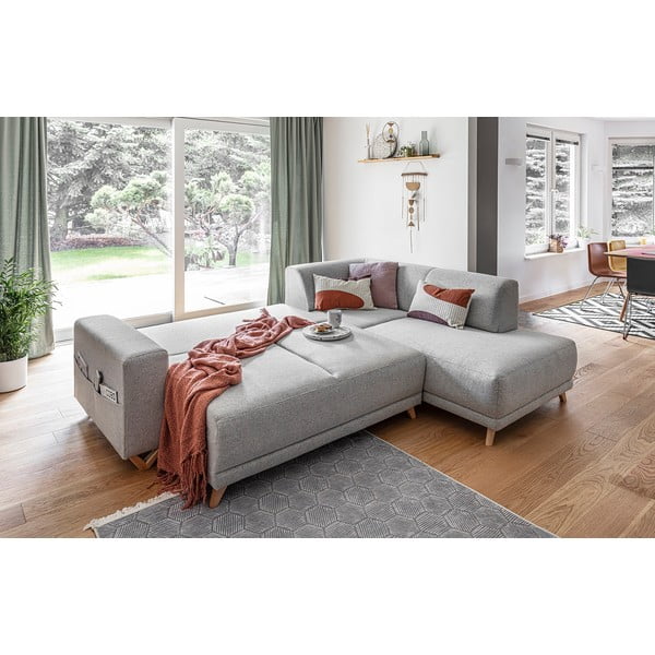 Jasnoszary rozkładany/ze schowkiem narożnik (prawostronny/w kształcie litery L) Classy Sophie – Miuform-image-4