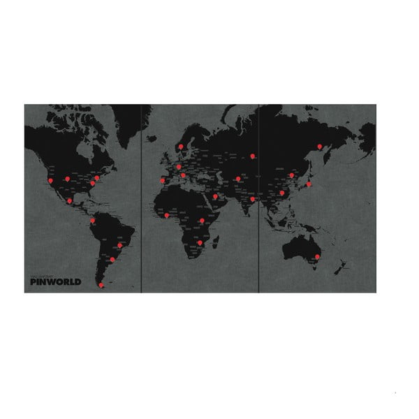 Czarna ścienna mapa świata Palomar Pin World XL, 198x124 cm-image-1