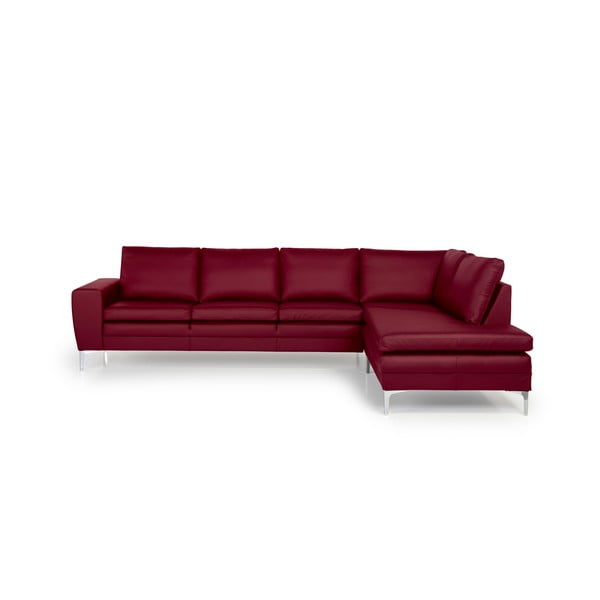 Czerwona sofa z prawostronnym szezlongiem Scandic Twigo