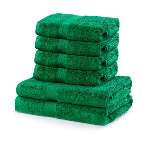 Zestaw 6 zielonych bawełnianych ręczników DecoKing Marina