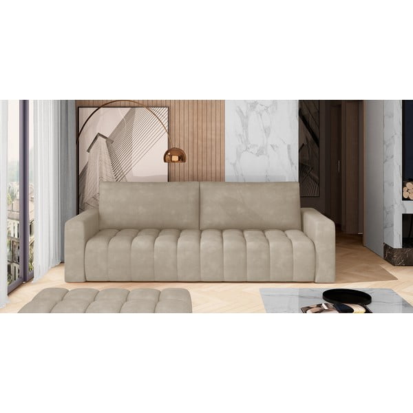 Beżowa aksamitna rozkładana/ze schowkiem sofa 247 cm Lazaro – ELTAP-image-1