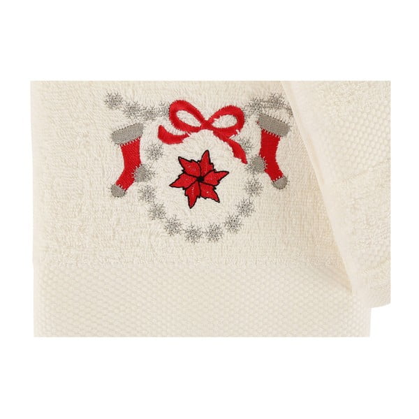 Świąteczny zestaw białego małego i dużego ręcznika Corap-image-3