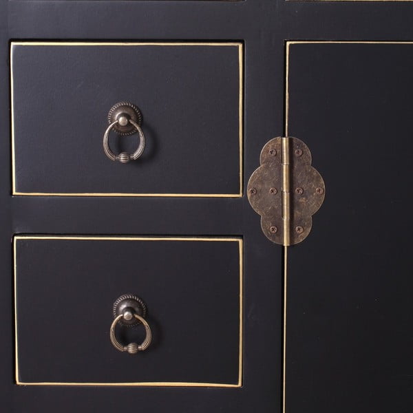 Czarna wysoka komoda 73x90 cm Oriente – Ixia-image-1